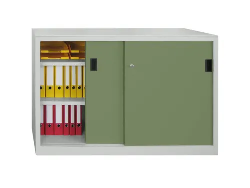 schuifdeurkast,HxBxD 1000x1500x600mm,RAL7035,front RAL6011