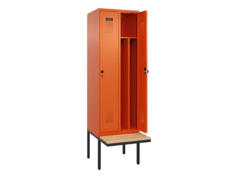 locker met bank,voor scheiding van kleding,HxBxD 2120x600x815mm,2vak