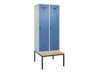 locker met bank,HxBxD 2120x800x815mm,2vak,vak B 400mm,draaigrendel - 3