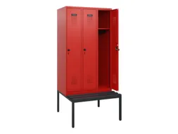 locker met bank,HxBxD 1950x900x815mm,3vak,vak B 300mm,draaigrendel