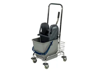 Dweilwagen,Emmer 1X27L Blauw,Mopwringer,Frame Metaal,4Zwenkwielen - 5