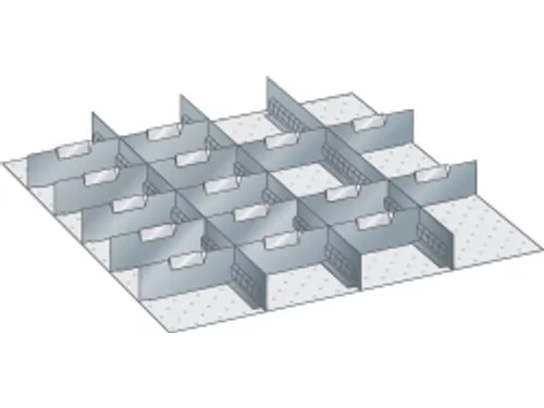 Indelingsmateriaal H 75mm 3gesleufde Lengteverdelers/15dwarsverdelers