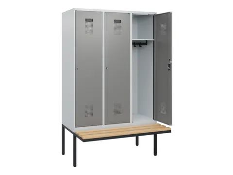 locker met bank,HxBxD 1950x1200x815mm,3vak,vak B 400mm,cilinderslot