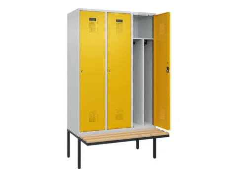 locker met bank,voor scheiding van kleding,HxBxD 2120x1200x815mm,3vak
