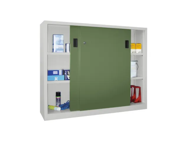 schuifdeurkast,HxBxD 1200x1500x400mm,RAL7035,front RAL6011