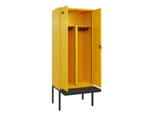 PBM-locker met bank,HxBxD 2120x800x815mm,2vak,vak B 400mm,draaigrendel
