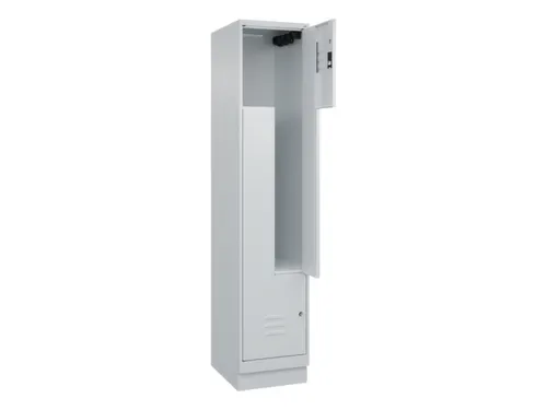 Z-garderobekast,HxBxD 1950x400x500mm,vak B 200/400mm,cil.-slot,sokkel