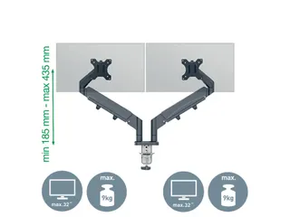 Monitorarm Leitz Ergo ruimtebesparend dubbel donkergrijs - 9