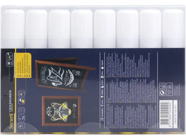 Krijtstift Securit Sma-720 Blokpunt 7-15mm Wit 8 Stuks