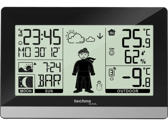 Weerstation Technoline WS 9612 145x97x38mm zwart/zilver met 1 buitense