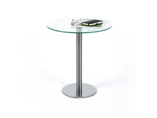 glazen bijzettafel,HxØ 550x495mm,rond,schotelvoet poedercoat. - 1