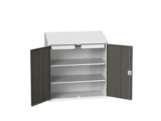 lessenaarkast 1130x1050x550mm 2 legborden 2 laden RAL7035+RAL7016 - 1