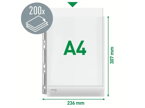 Showtas Leitz 4755 A4 4-gaats PVC 0.17mm glad met expansievouw
