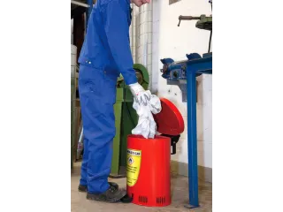 afvalbak voor poetsdoeken,staal,35l,HxBxD 490x440x450mm,m. pedaal,rood - 3