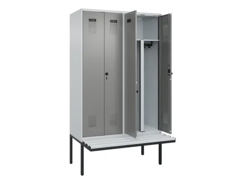 PBM-locker met bank,HxBxD 2120x1200x815mm,4vak,vak B 300mm