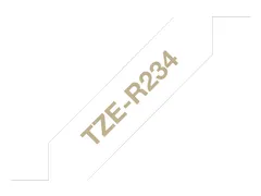 Brother TZe-R234 stoflint goud op wit - breedte 12 mm, Lengte 4 meter