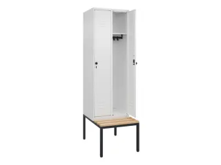 locker met bank,HxBxD 2120x600x815mm,2vak,vak B 300mm,draaigrendel - 2