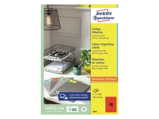 Gekleurde Etiketten Avery Zweckform 105x37mm Rood 1600 stuks - 2