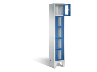 Lockerkast 1850x320x500mm 1x5 vakken Cilinderslot Poten, RAL5010 - 1
