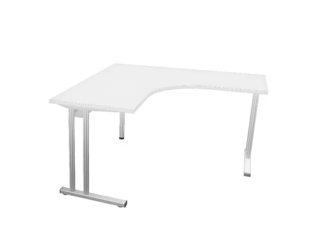 Bureau in vrije vorm 1400x1400mm Links C-voet Alu, Bl-wit