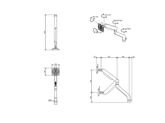 Bras 1 écran Viewprime Plus 65.110 Blanc