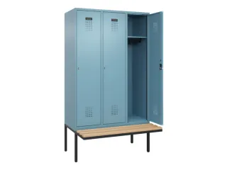 locker met bank,HxBxD 2120x1200x815mm,3vak,vak B 400mm,cilinderslot - 1