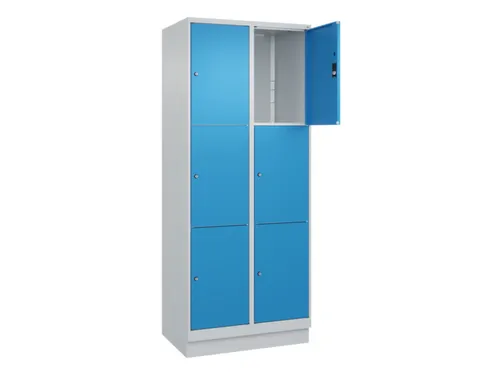 lockerkast,HxBxD 1950x800x500mm,2x3vakken,vak B 400mm,cil.-slot,sokkel