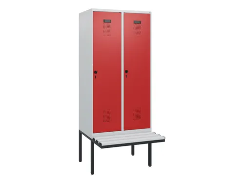 locker met bank,HxBxD 1950x800x815mm,2vak,vak B 400mm,draaigrendel