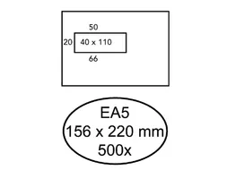 Envelop Quantore 156x220mm Venster Links 40x110mm Zelfklevend