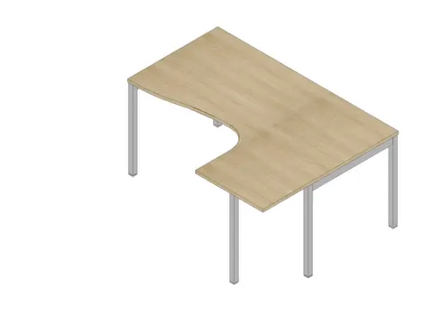 hoek-bureau,HxBxD 755x1600x1200mm,blad eiken,verdieping rechts