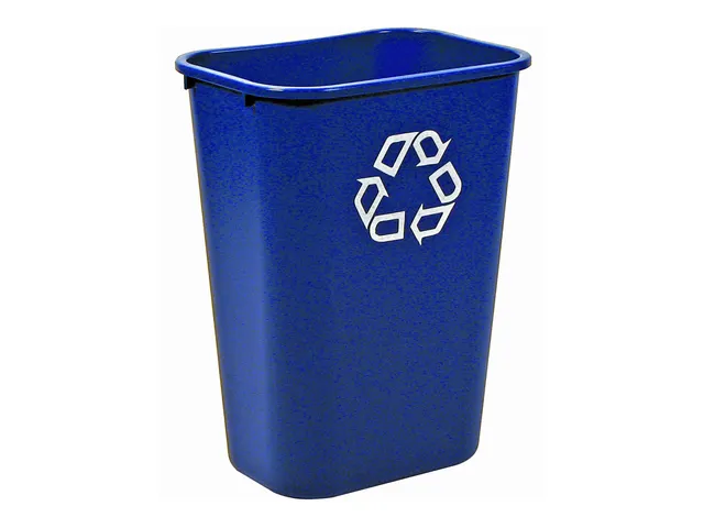 Rechthoekige afvalbak 39 liter Blauw Recyclingsymbool Rubbermaid
