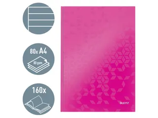 Notitieboek Leitz WOW A4 lijn roze - 5