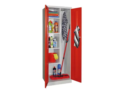 Schoonmaakkast HxBxD 1800x600x500mm 4 Legborden RAL7035 Front RAL3000