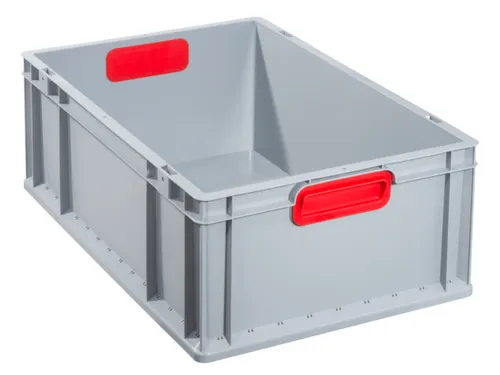 Euronorm-stapelbak 220x600x400mm Pp Wand/bodem Gesloten Grijs/rood