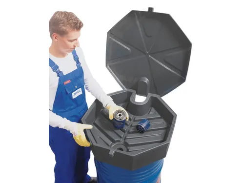 trechter,v. 200l vat,HxØ 190x690mm,m. deksel