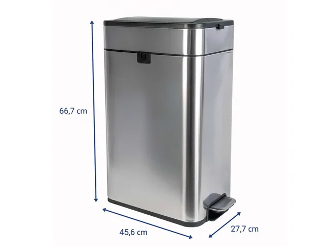 9504094 Afvalbak +voetpedaal MAULwing 40L edelstaal 45.6x27.7x66.7cm