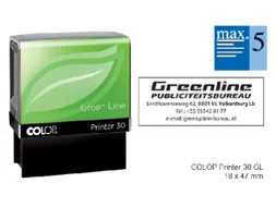 Tekststempel Colop 30 Green Line+Bon 5Regels 18X47Mm blauw