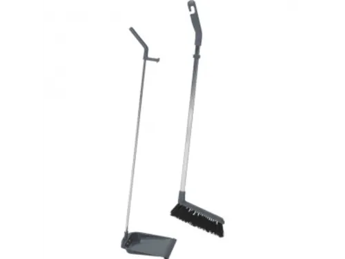 Vikan ErgoClean 559018 borstel metalen stoffer en blik set 90cm grijs