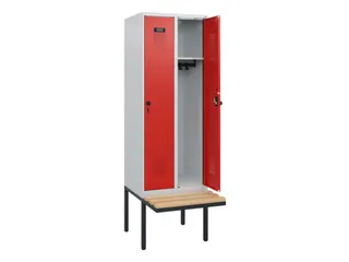 locker met bank,HxBxD 1950x600x815mm,2vak,vak B 300mm,draaigrendel - 1