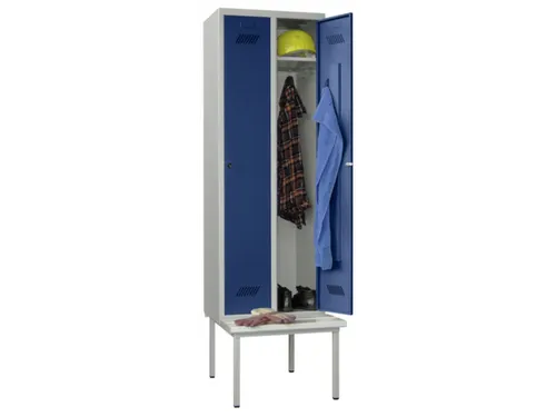 locker met bank,HxBxD 2150x800x500mm,2vak,RAL7035,front RAL5010