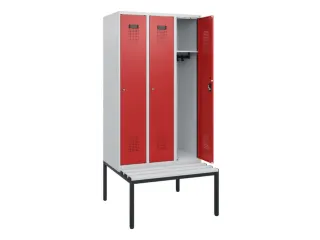 locker met bank,HxBxD 1950x900x815mm,3vak,vak B 300mm,cilinderslot - 1