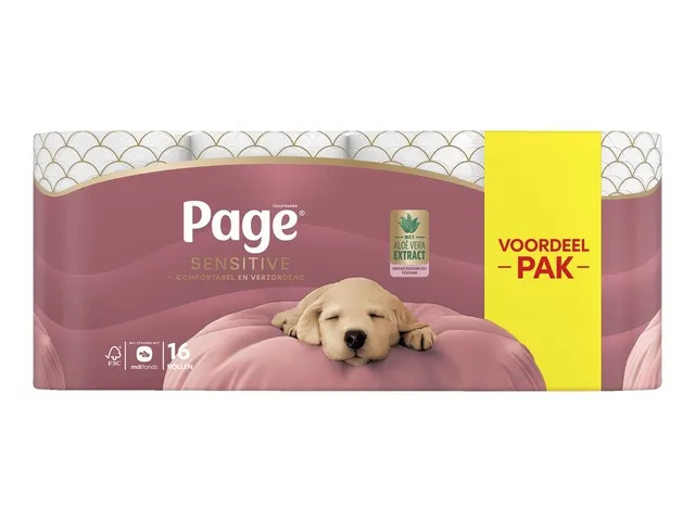 Toiletpapier Page Sensitive Aloë Vera 3-laags wit Voordeelbundel