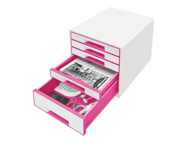Ladenblok Leitz WOW Cube 5 laden wit/roze