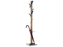 Staande kapstok 6jas-/2tashaken met parapluhouder naturel/blauw