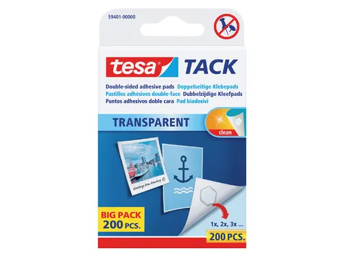 Dubbelzijdige kleefpads Tesa tack transparant 200stuks