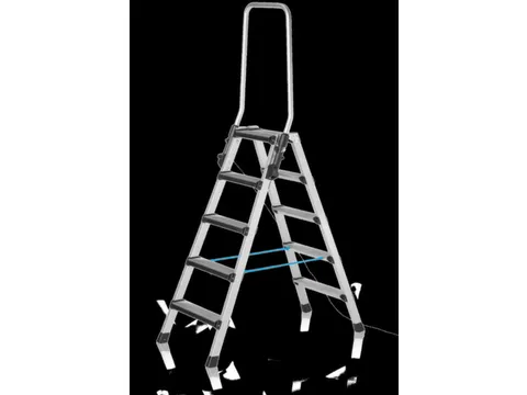 trapladder,NL,beide zijden,2x5treden,m. bekleding,balk L 1,38m