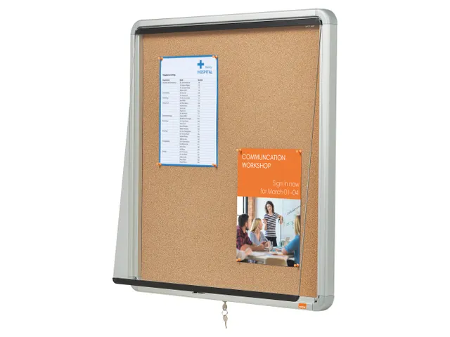 binnenvitrine met draaideur, kurk, ft 6xA4