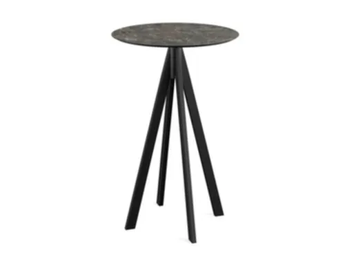 statafel,HxØ 1090x700mm,rond,4voeten zwart,blad HPL Galaxy Marble