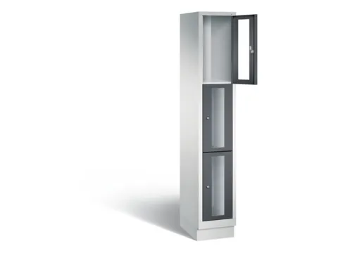 Lockerkast 1800x320x500mm 1x3 vakken Cilinderslot, Sokkel, RAL7021