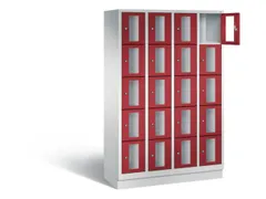 Lockerkast 1800x1190x500mm 4x5 vakken Cilinderslot, Sokkel, RAL3003